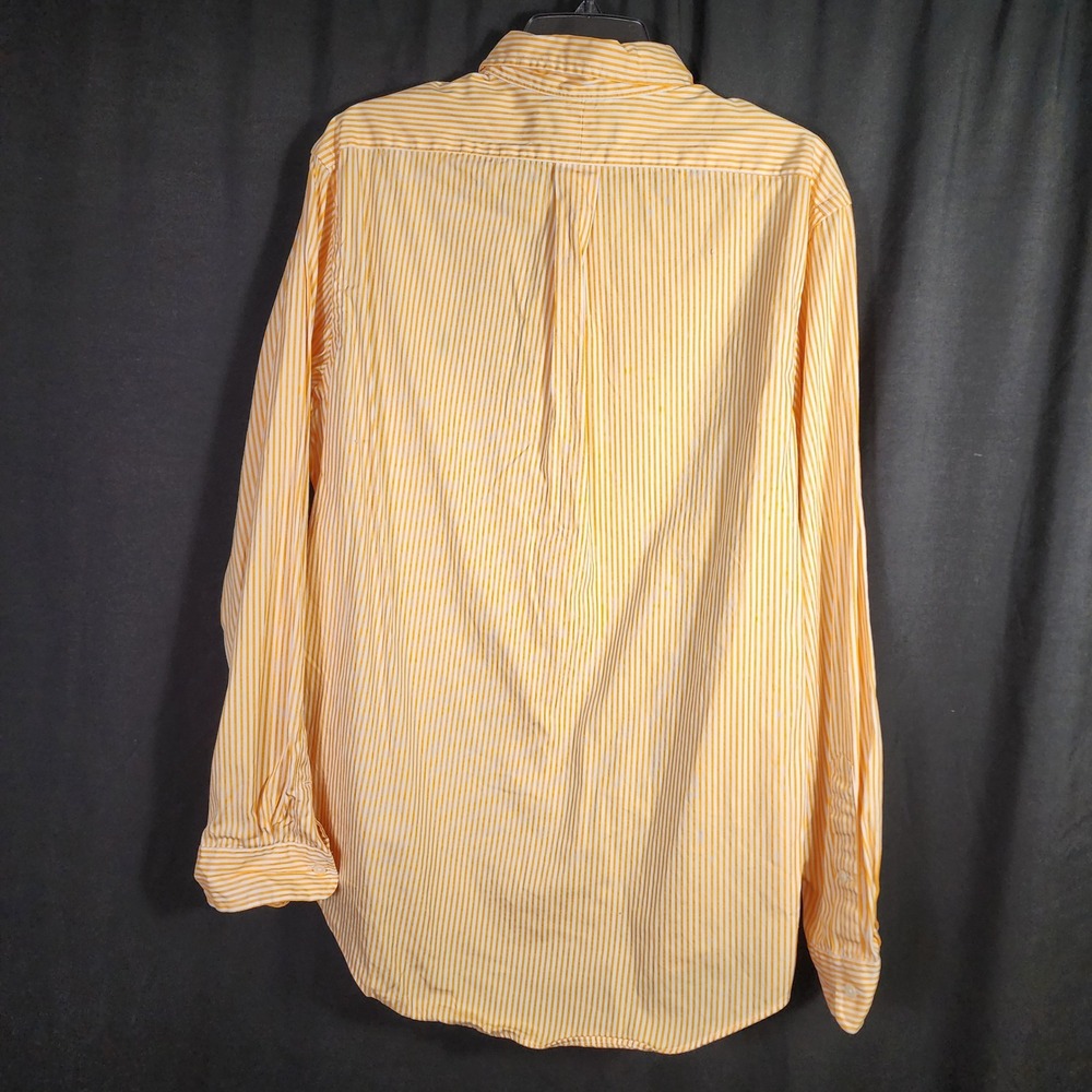 Ralph Lauren Mens L Custom Fit Yellow White Striped Cotton Button Down Shirt‎ - Picture 5 of 8